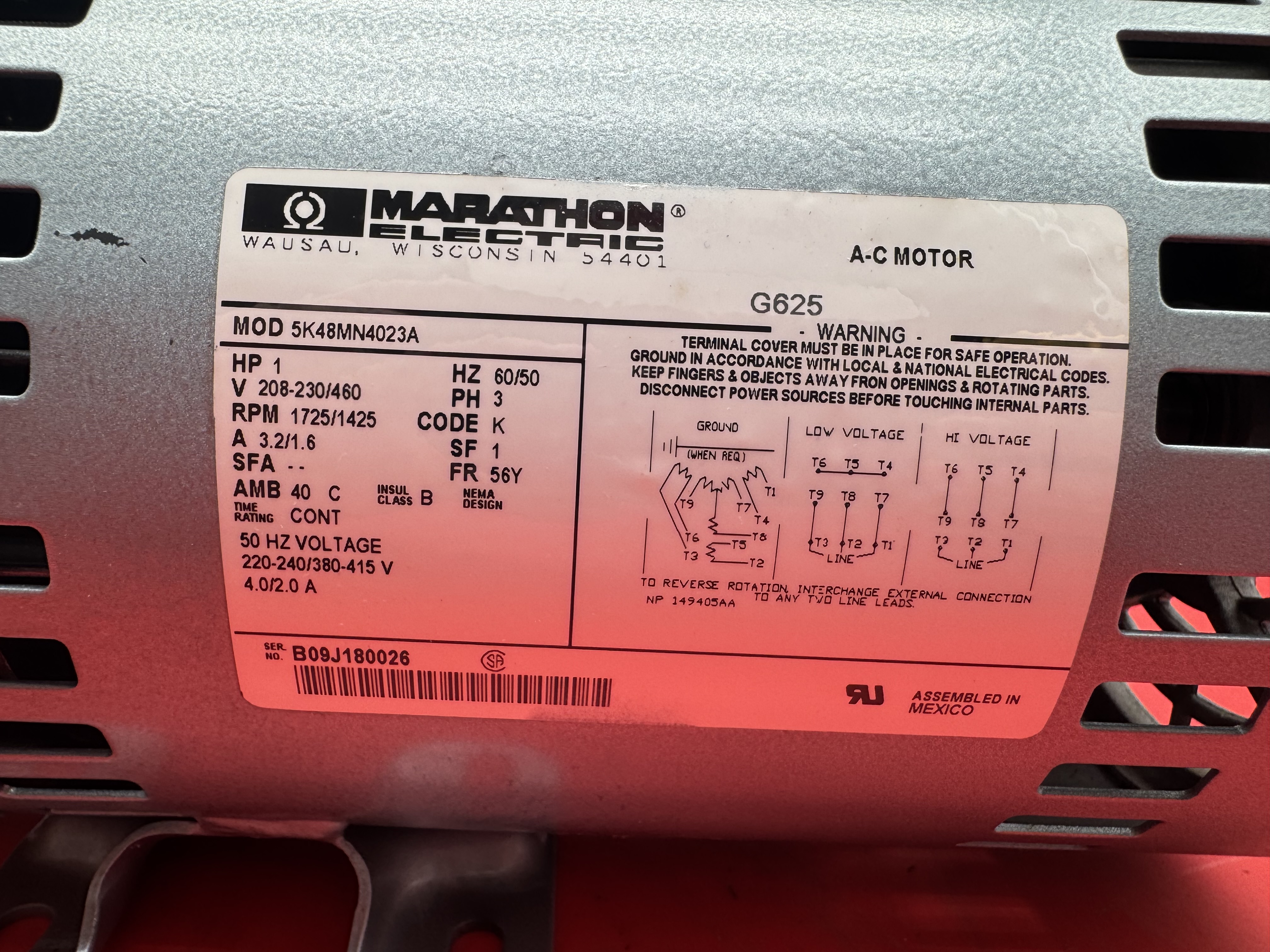 Gast 1423-103Q-G625 4TF21 Compressor/Vacuum Pump Hp 1,